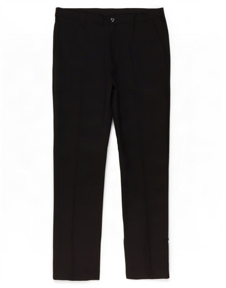 Pantaloni chino pentru bărbați Marks & Spencer, cu ajustare normală, L34 L33, poliester negru