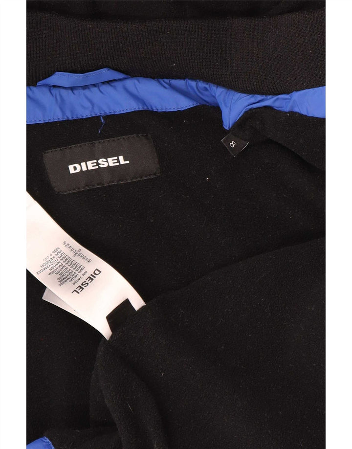 Jachetă căptușită cu glugă cu grafic pentru băieți Diesel 7-8 ani, nailon albastru