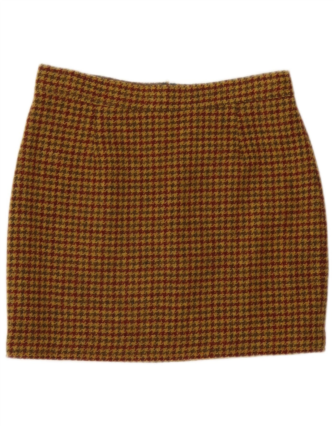 Fusta mini vintage pentru femei IT 46 Large W30 Brown Houndstooth Wool