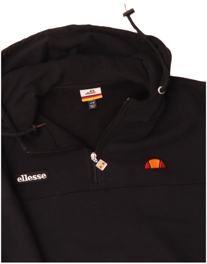 ELLESSE Hanorac pentru bărbați, cu fermoar și gât, din bumbac mediu negru