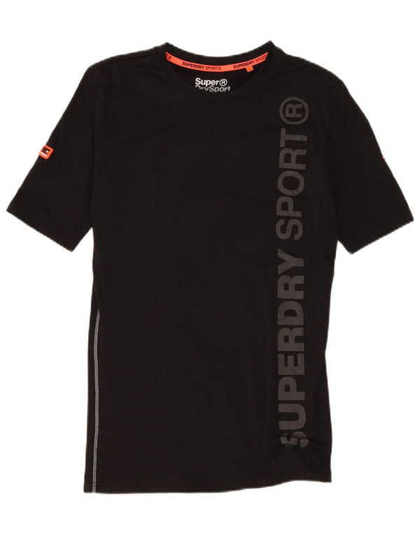 Tricou grafic Superdry pentru bărbați Athletic Fit Top mic, negru, poliester sport