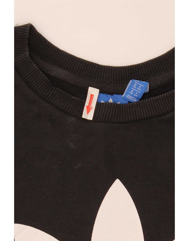 Pulover de hanorac grafic Adidas pentru femei UK 12 bumbac mediu negru