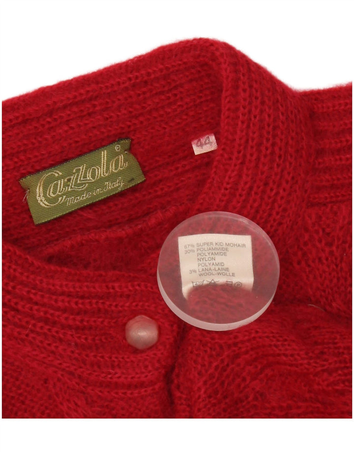 Pulover Cardigan Vintage pentru Damă IT 44 Medium Red Mohair