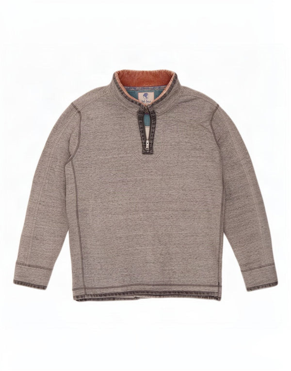 Pulover pentru bărbați Fat Face, cu fermoar și gât, 3XL, bumbac cu pete gri