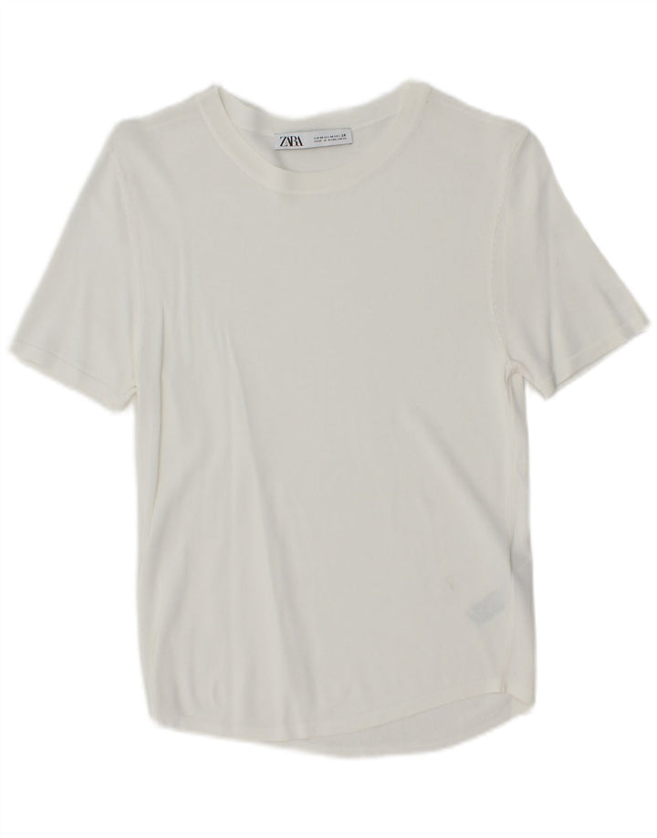 Top tricou ZARA pentru femei UK 12 Medium White Viscose