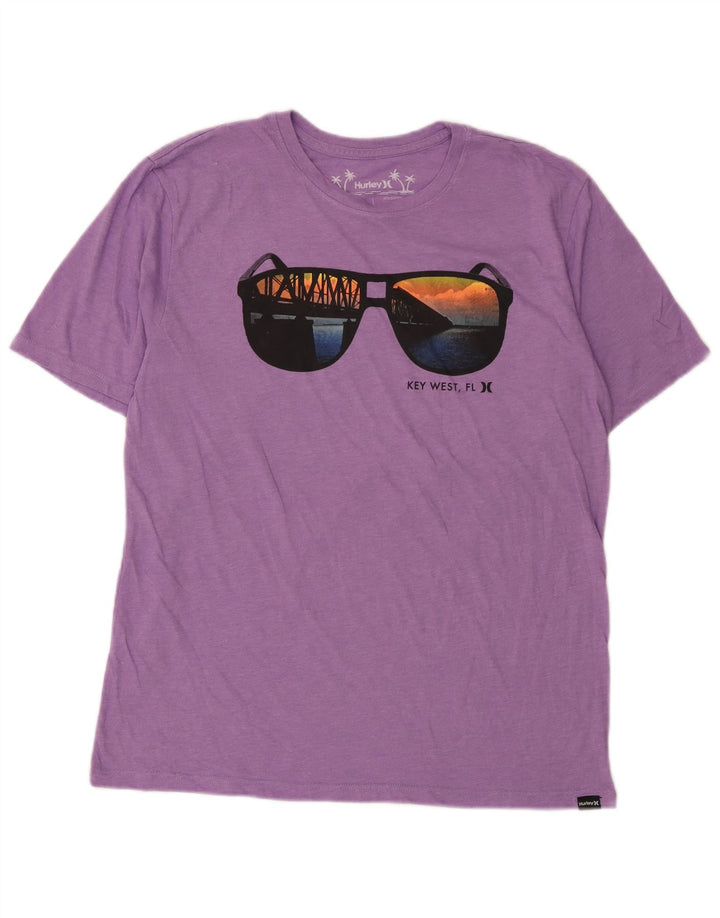 Tricou grafic pentru bărbați Hurley Top din bumbac violet mediu