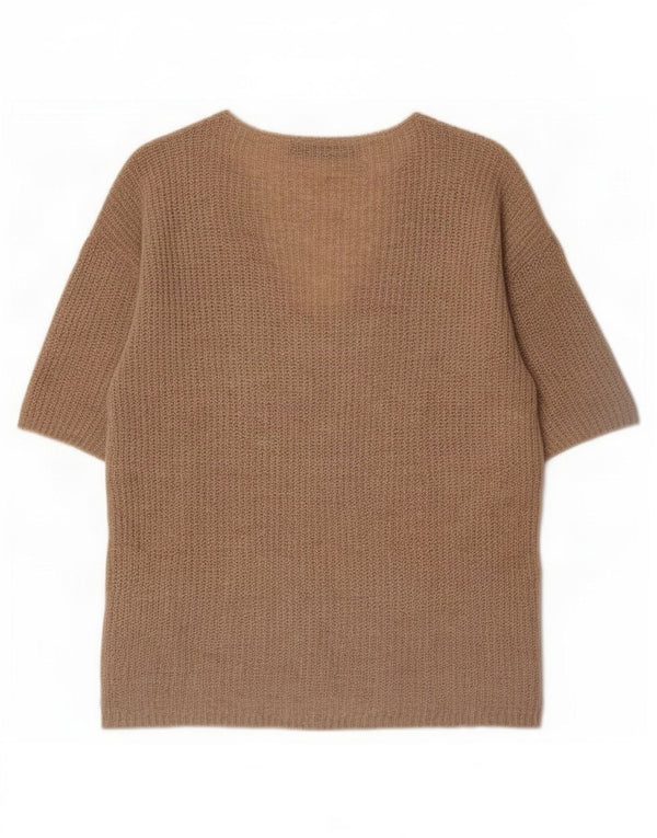 Pulover de damă Zara supradimensionat cu decolteu în V UK 10 Mic Bej pete
