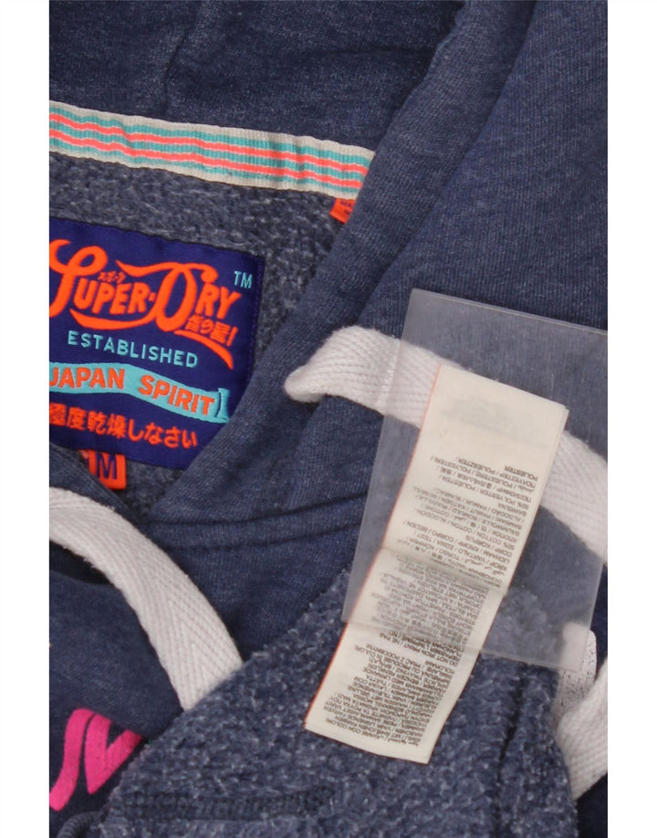 SUPERDRY Pulover cu glugă cu grafic pentru femei UK 14 Medium bleumarin Bumbac