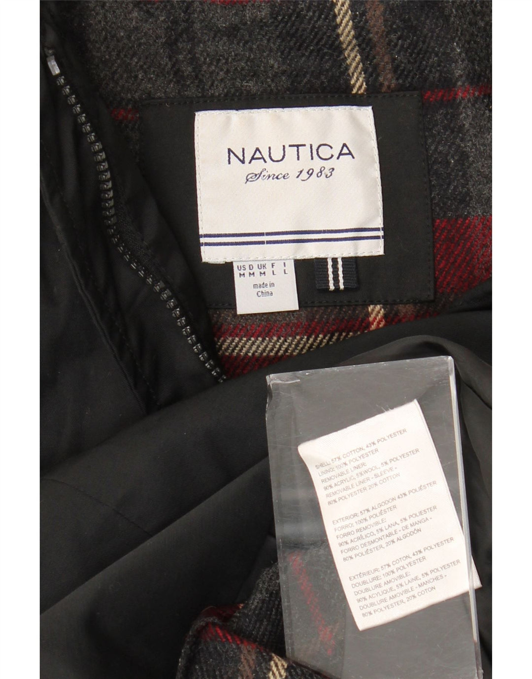 Duffle Coat Nautica pentru femei UK 14, bumbac mediu negru