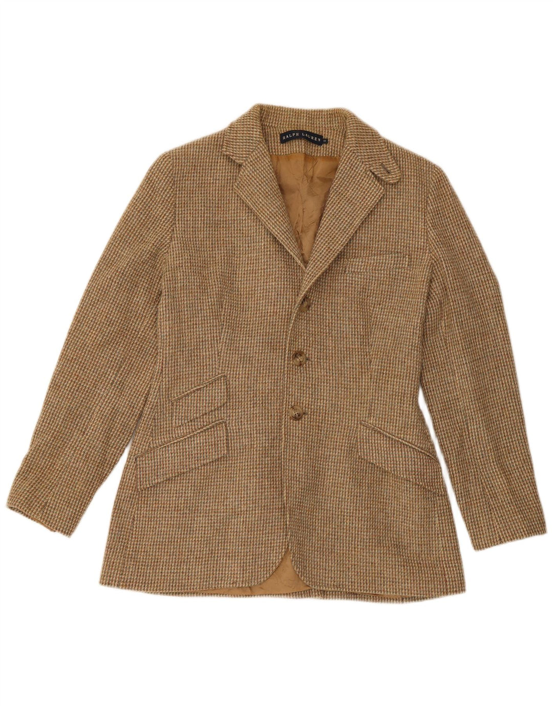 Blazer pentru femei Ralph Lauren, cu 3 nasturi, 10, maro, cu carouri mari