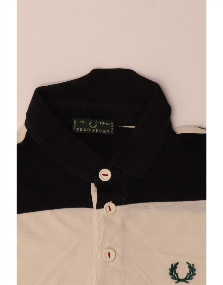 Tricou Polo Rugby Fred Perry pentru băieți 9-10 ani cu dungi negre