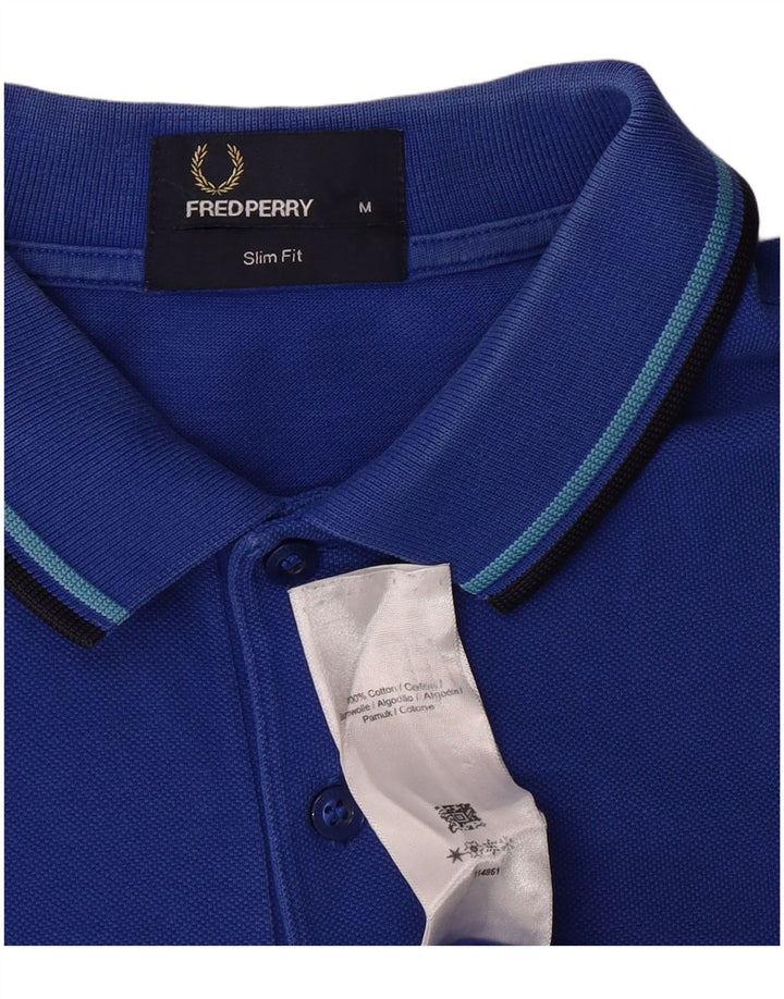 Cămașă polo pentru bărbați Fred Perry, slim fit, bumbac albastru mediu