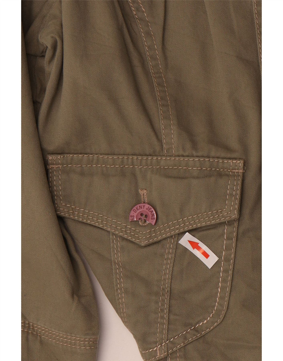 Jachetă militară DKNY pentru femei cu mâneci 3/4 UK 14, bumbac kaki mediu