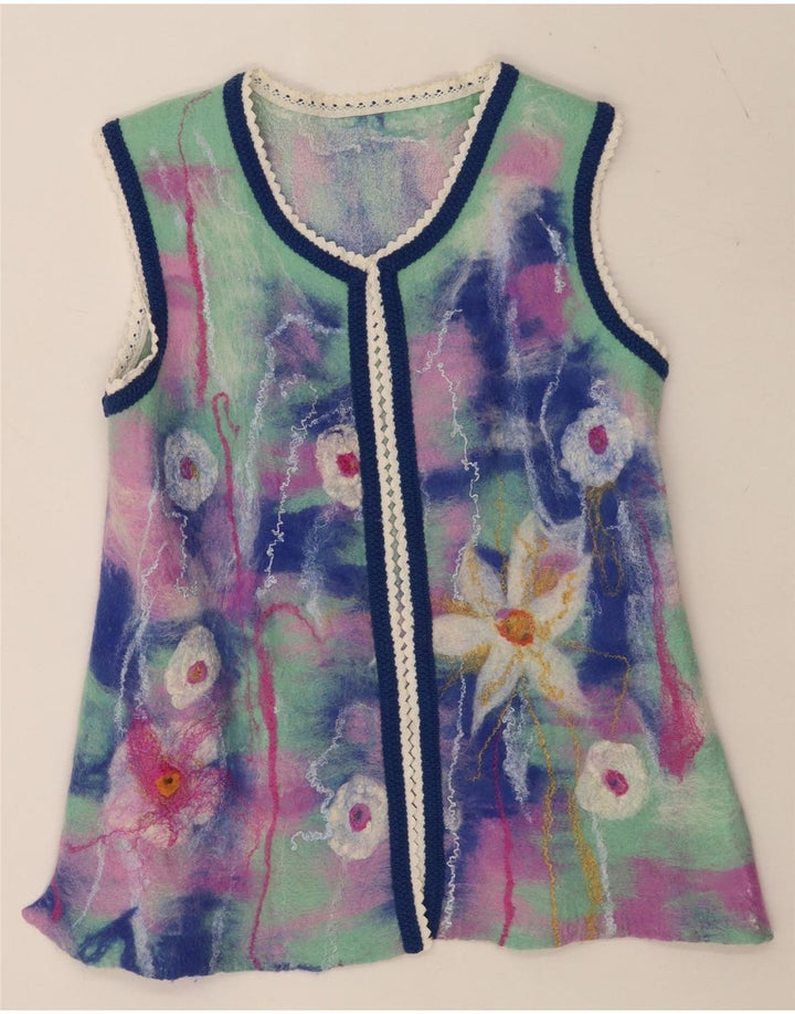 Cardigan Vintage pentru femei UK 12 Medium Multicolor Floral