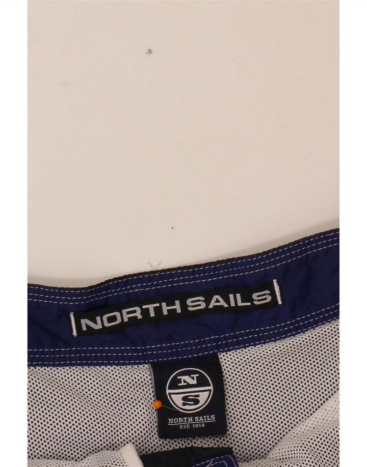 NORTH SAILS Mens Graphic Swimming Shorts Large Navy Blue Colourblock Vintage North Sails and Second-Hand North Sails from Messina Hembry 