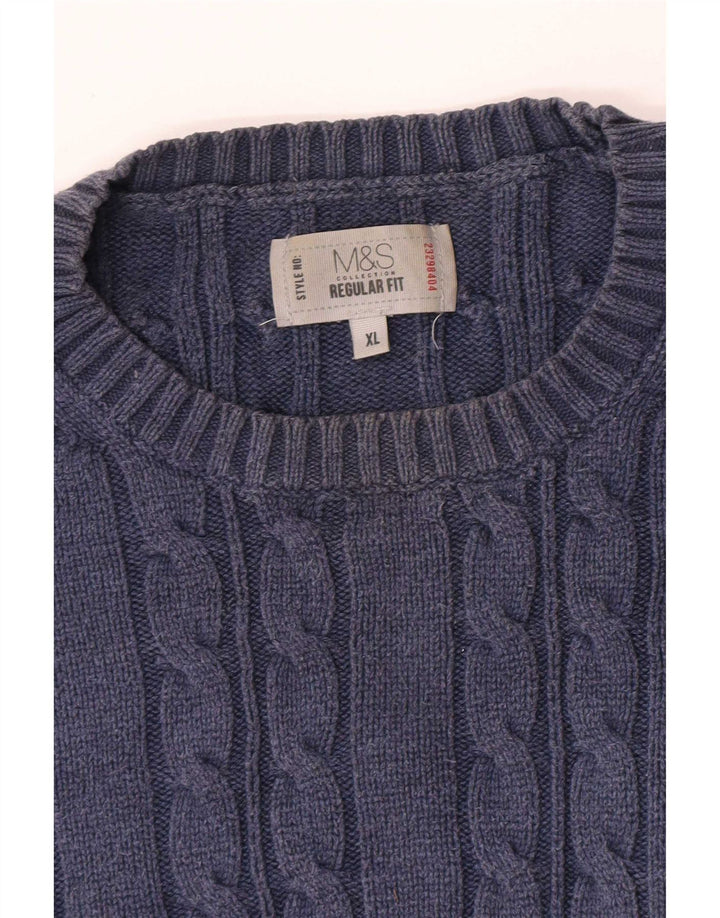 Pulover pentru bărbați Marks & Spencer, cu formă regulată, cu decolteu, XL, bleumarin