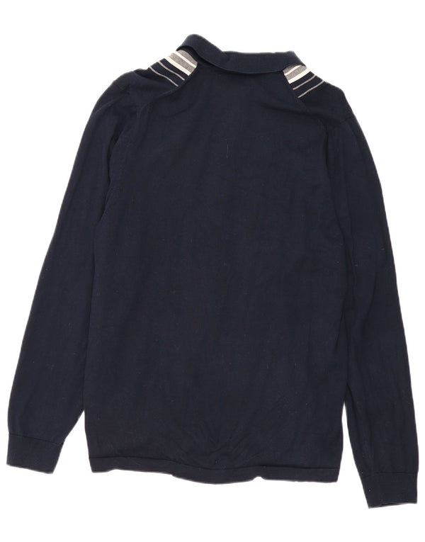 Pulover cardigan pentru bărbați Marks & Spencer, bumbac color block, albastru bleumarin mediu