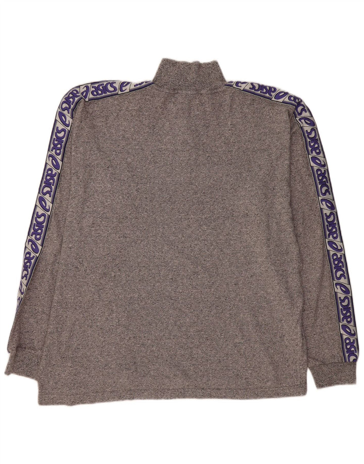 Tricou ASICS pentru bărbați, cu fermoar și gât, cu mânecă lungă, 2XL, gri