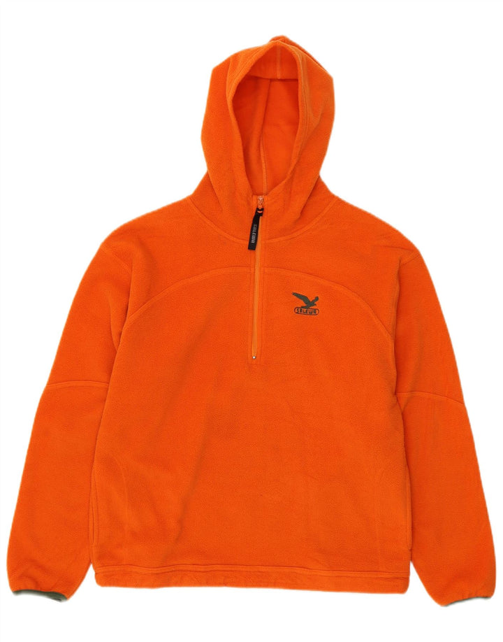 SALEWA Pulover pentru băieți, cu glugă, cu fermoar, decolteu, fleece, 12-13 ani, XL, portocaliu, poliester