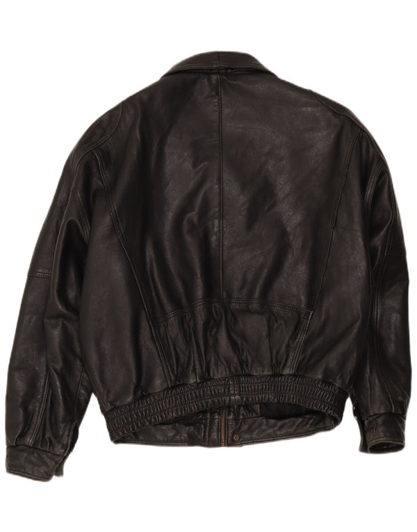 Jachetă Bomber din piele pentru bărbați Lavorazione Artigiana UK 38 Medium Black