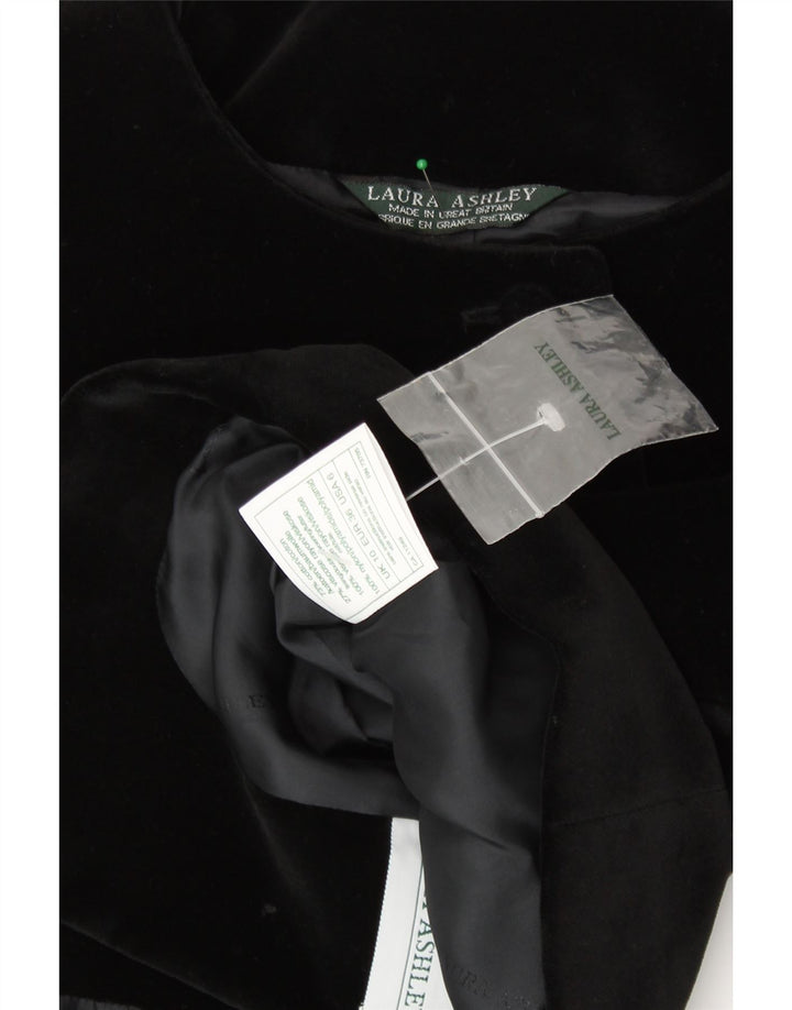 LAURA ASHLEY Jachetă Bolero pentru femei din catifea cu 6 nasturi, UK 10, bumbac negru mic