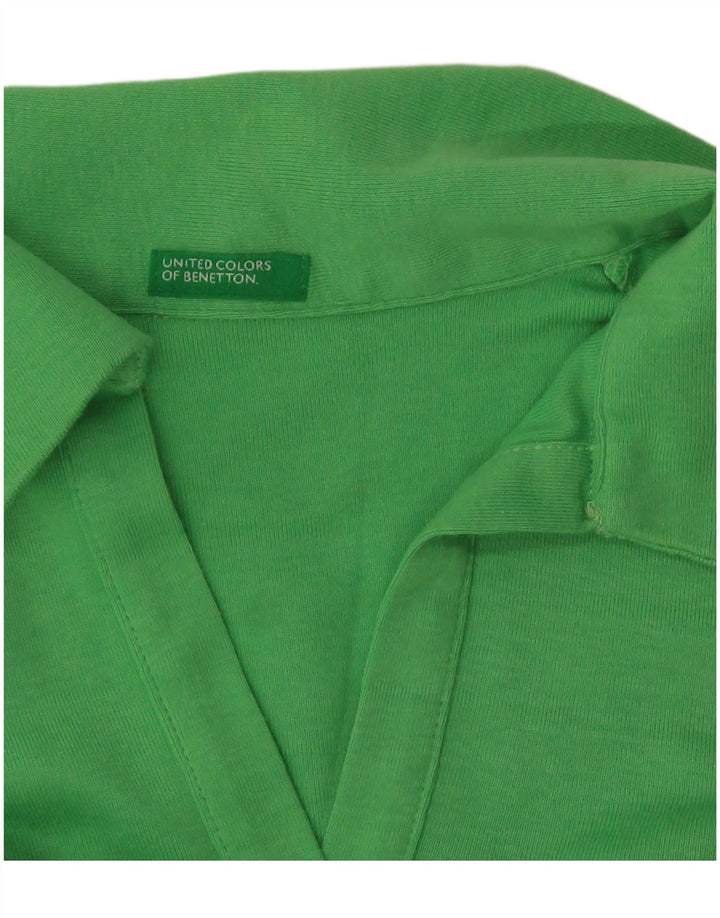 Tricou polo Benetton cu mânecă lungă pentru femei UK 10 Small Green