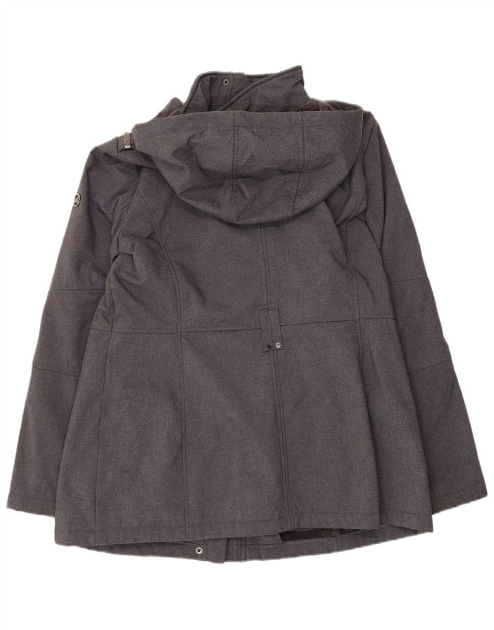 MICHAEL KORS Womens Hooded Military Jacket UK 16 Large Grey Polyester