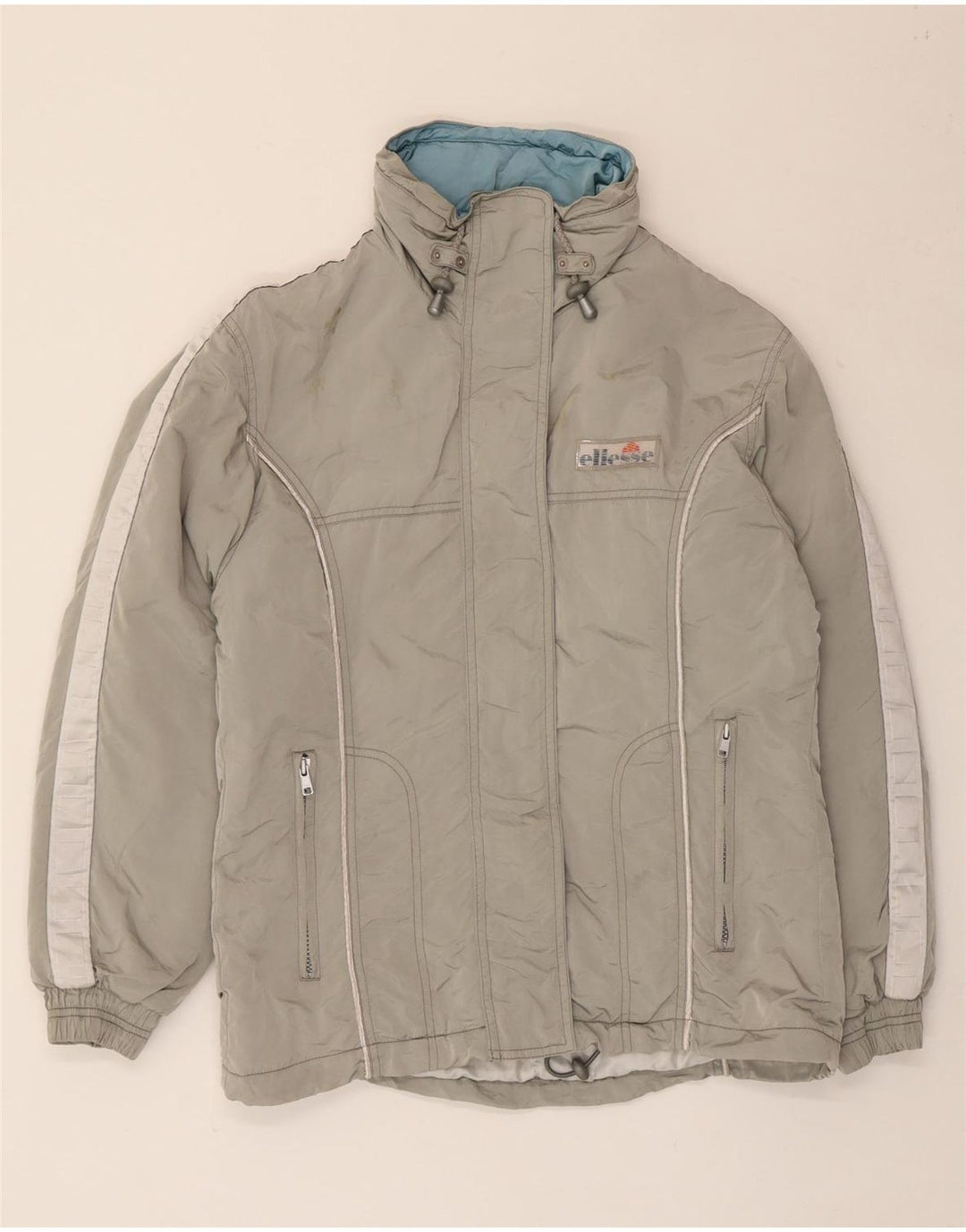 Jachetă căptușită cu glugă supradimensionată pentru femei Ellesse UK 8 Small, gri, poliamidă