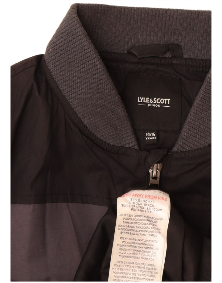 Jachetă bomber pentru băieți Lyle & Scott, 14-15 ani, gri din bumbac color bloc