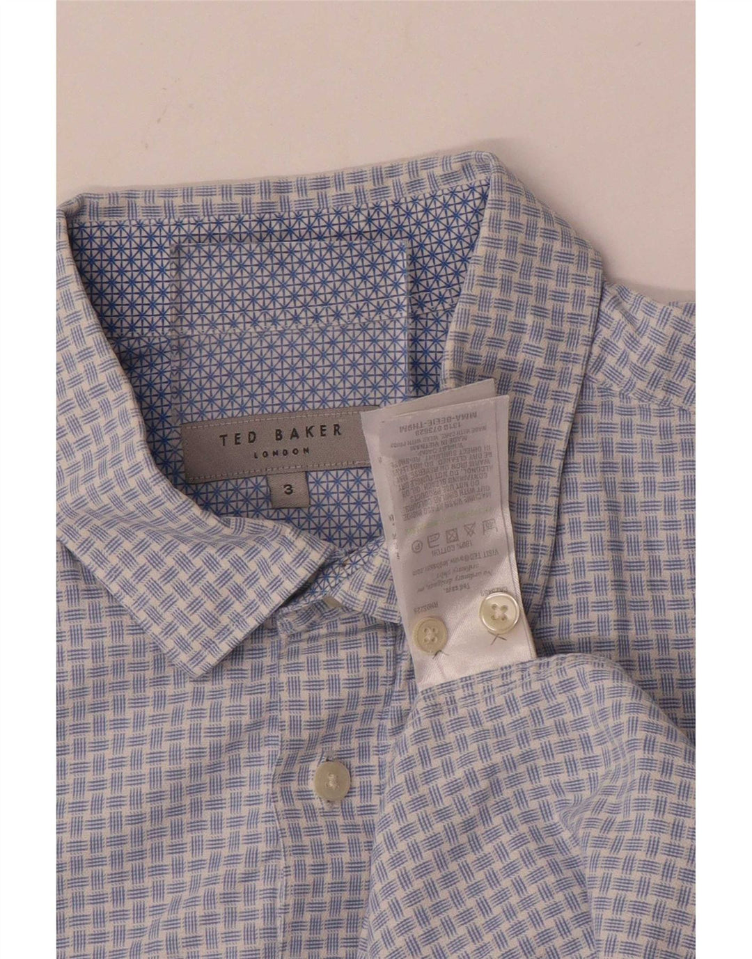 Cămașă pentru bărbați Ted Baker Mărimea 3, bumbac vichy albastru mediu