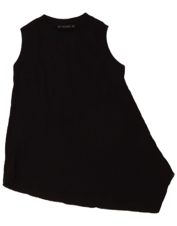 ZARA Womens Sleeveless Asymmetric Tunic Top UK 12 Medium Black Colourblock