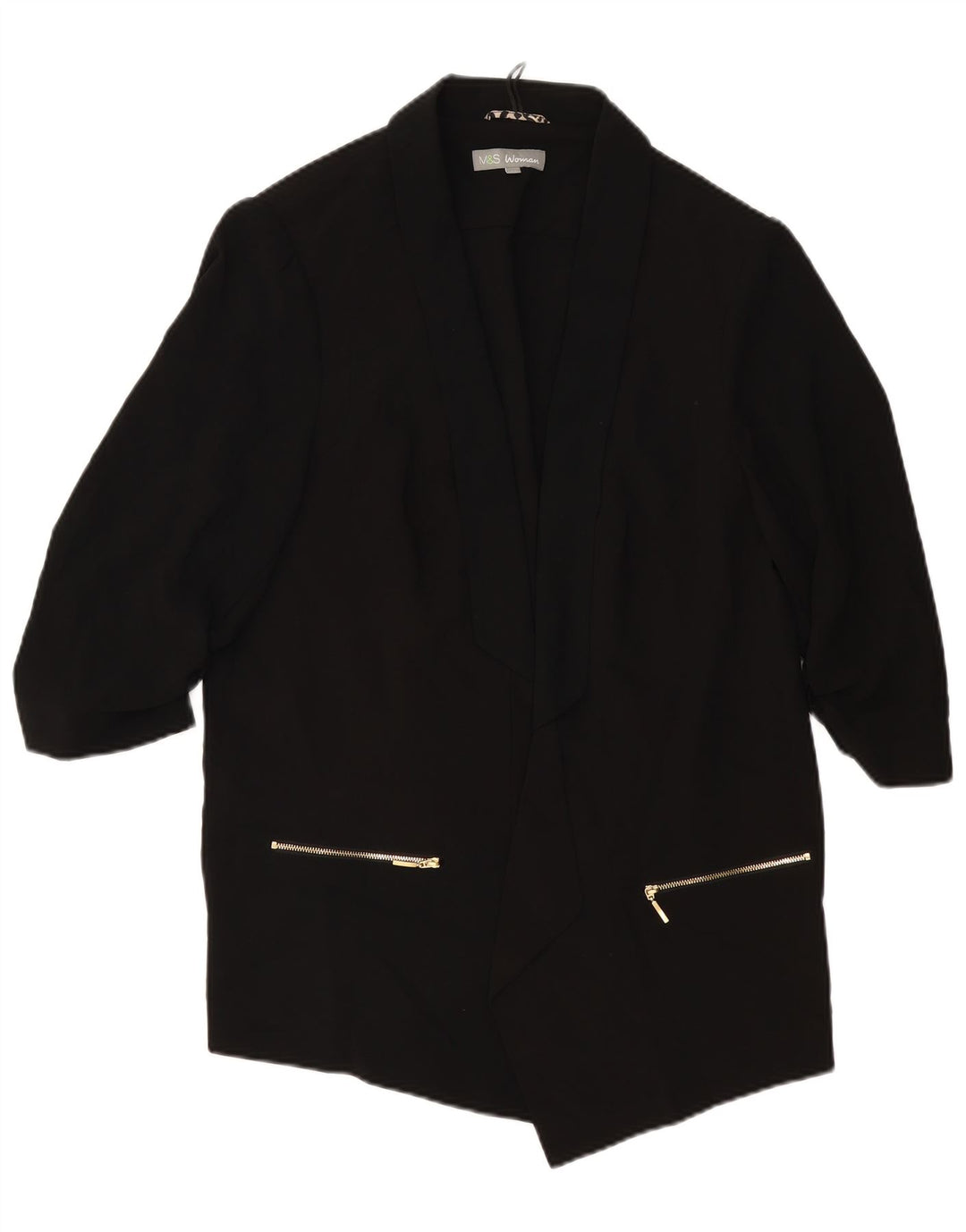 MARKS & SPENCER Jachetă pentru femei cu mâneci 3/4 deschise, UK 20 2XL Negru