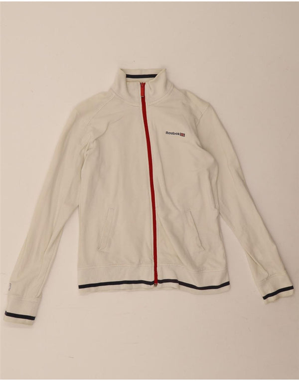 Jachetă de trening Reebok pentru femei UK 12, bumbac alb mediu