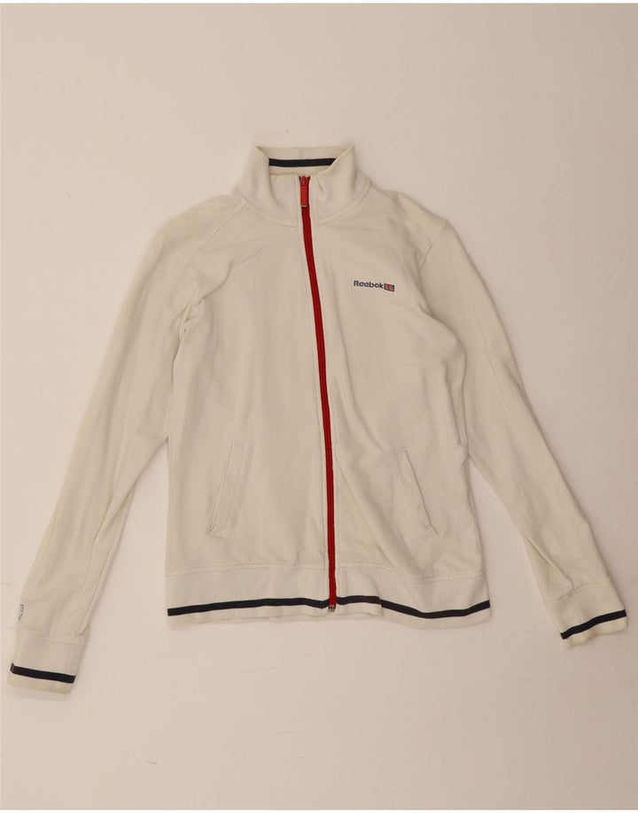 Jachetă de trening Reebok pentru femei UK 12, bumbac alb mediu