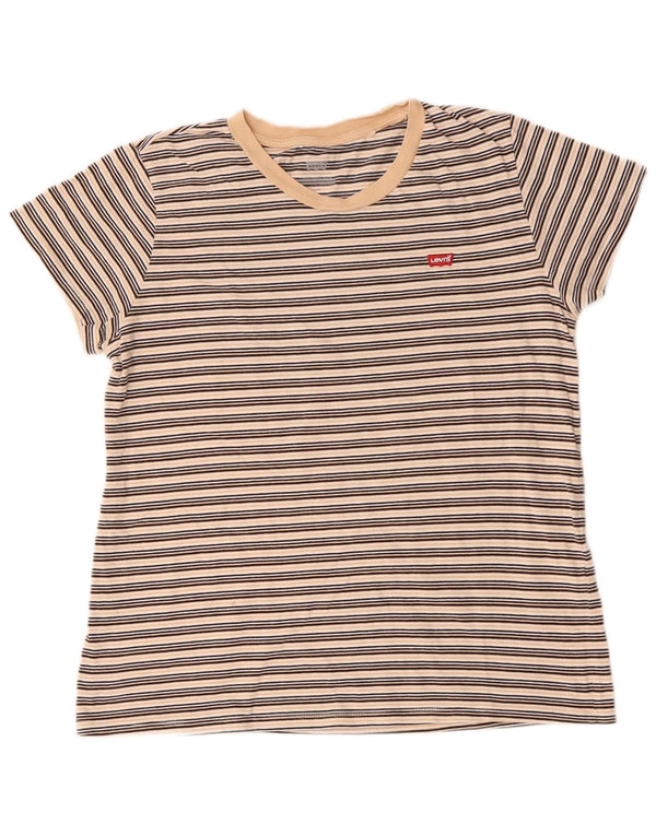 Tricou pentru femei LEVI'S Top UK 16 mare, bej, cu dungi, bumbac