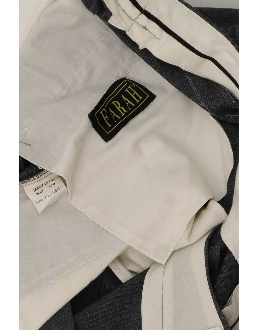 Pantaloni de costum Farah pentru bărbați cu picioare largi L32 L26 poliester gri