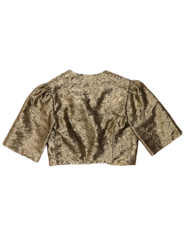 Jachetă Bolero deschisă pentru femei VINTAGE US 10 Large Gold Chevron