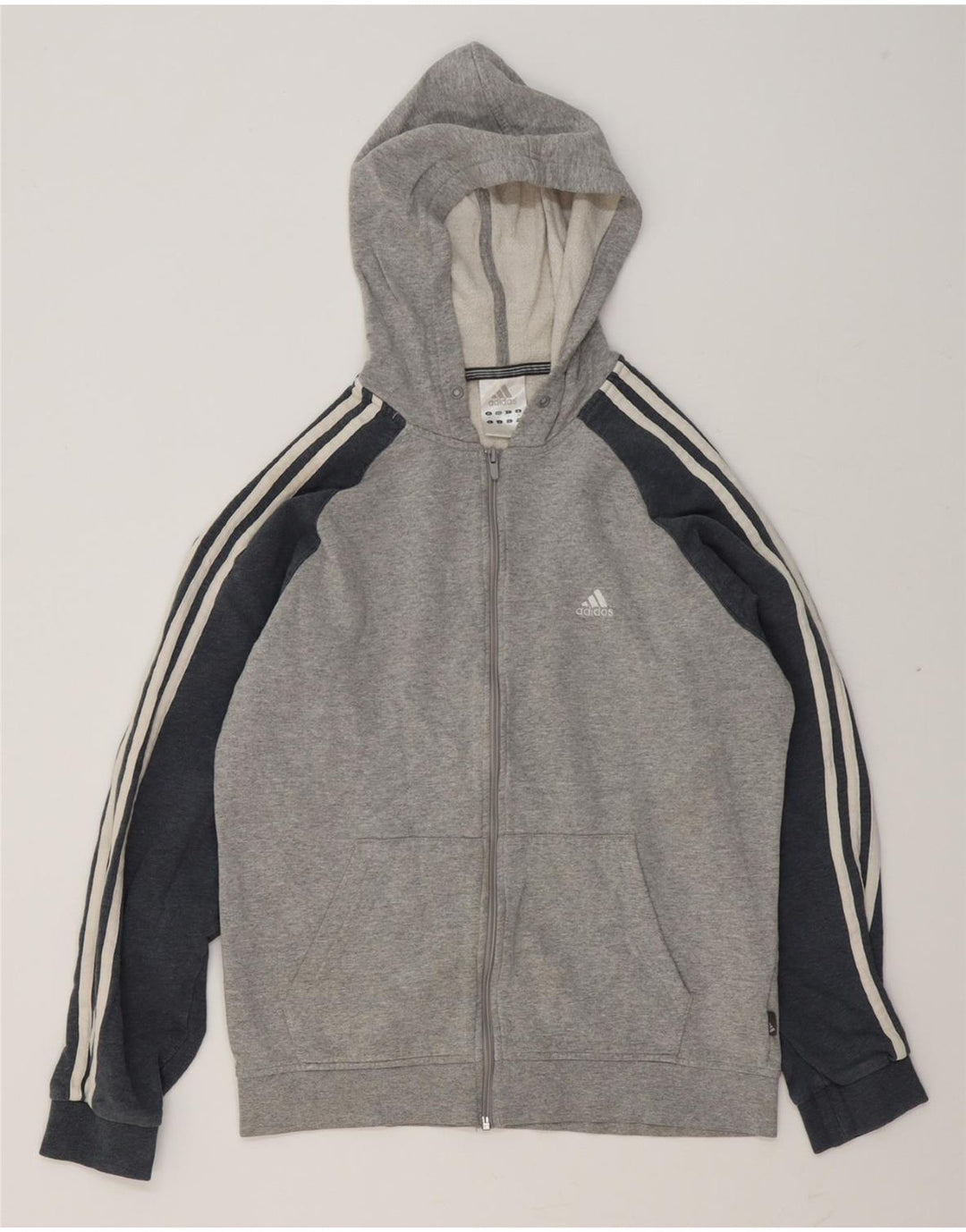 Pulover ADIDAS pentru bărbați, cu fermoar, din bumbac color bloc, gri mediu