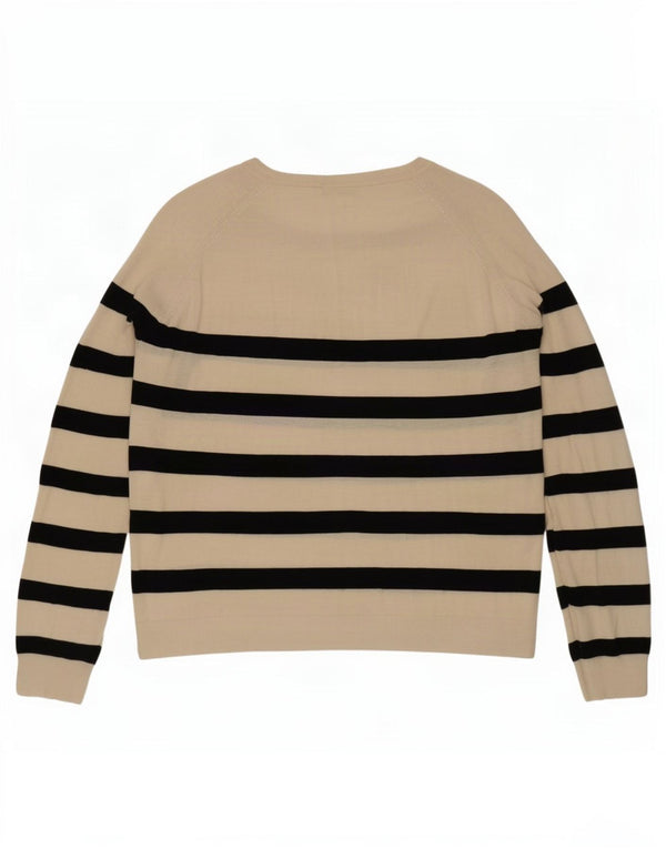 Pulover pentru damă Zara, cu gât roșu, în viscoză mare, cu dungi alb, UK 14