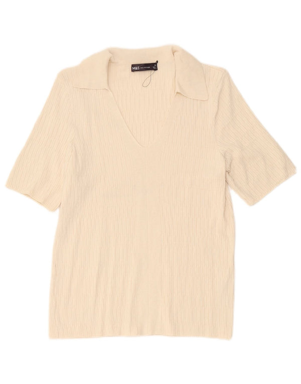 Tricou polo pentru femei Marks & Spencer UK 6 XS din viscoză alb