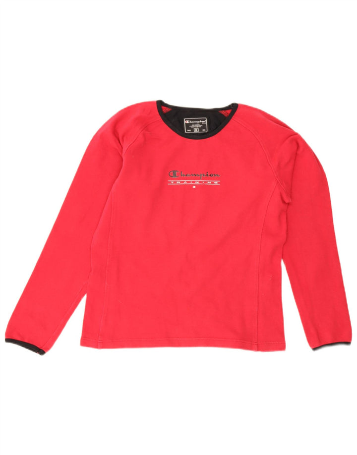 Top cu grafică Champion cu mânecă lungă pentru femei UK 12, bumbac roșu mediu