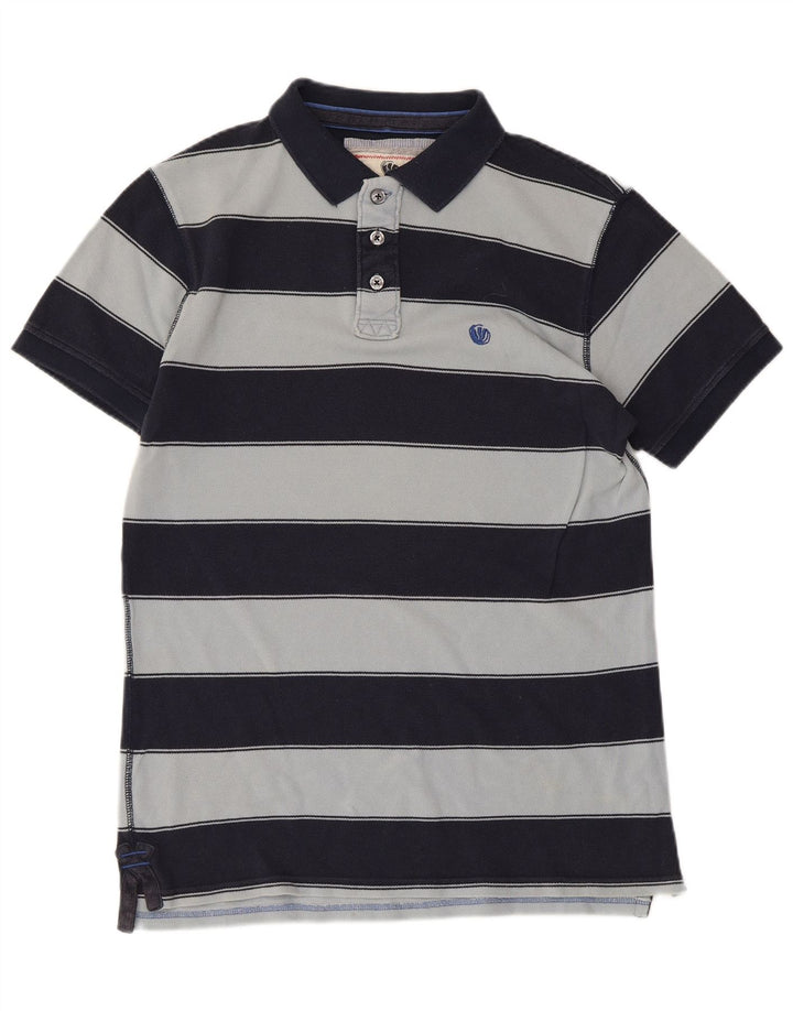 Tricou polo pentru bărbați FAT FACE, bumbac cu dungi albastru bleumarin mediu