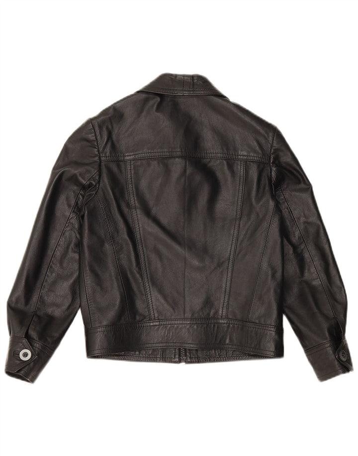 Jachetă de piele vintage pentru femei UK 10 Mic din piele neagră