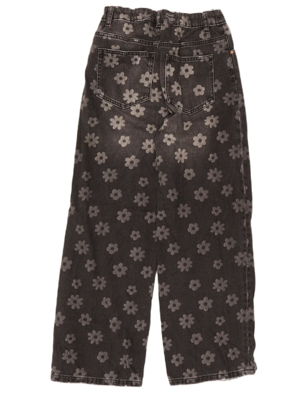 Blugi pentru fete Marks & Spencer cu picioare largi 12-13 ani W24 L26 Negru Floral