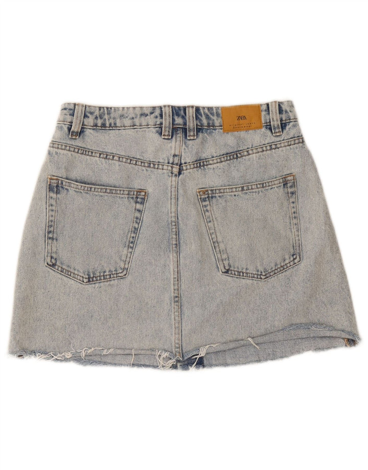 Fusta Denim Zara Femei Mic W26 Bumbac Albastru