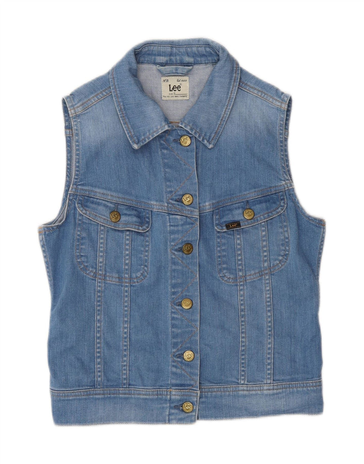 Gilet de denim pentru femei Lee UK 12, bumbac albastru mediu