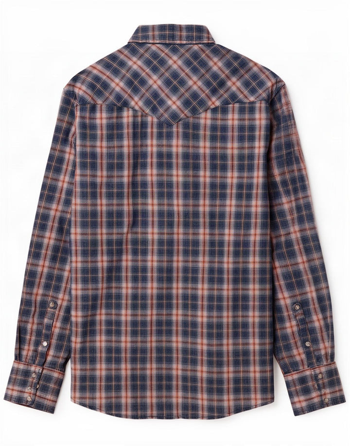 Cămașă de flanel pentru bărbați Wrangler, cu carouri mari, albastre