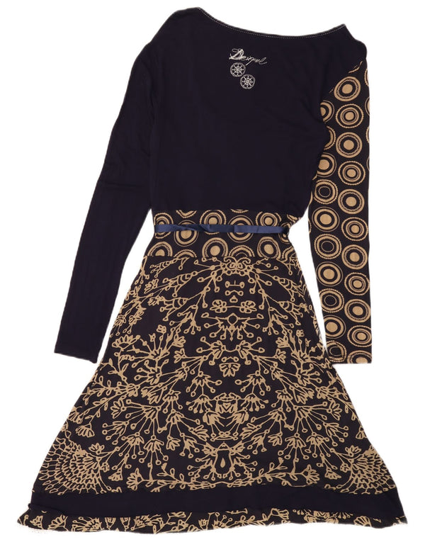 DESIGUAL Rochie A-Line Grafică pentru Femei UK 12 Medium Bleumarin Floral