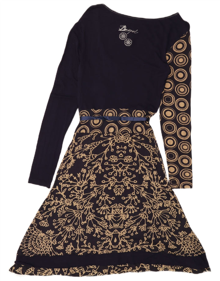 DESIGUAL Rochie A-Line Grafică pentru Femei UK 12 Medium Bleumarin Floral