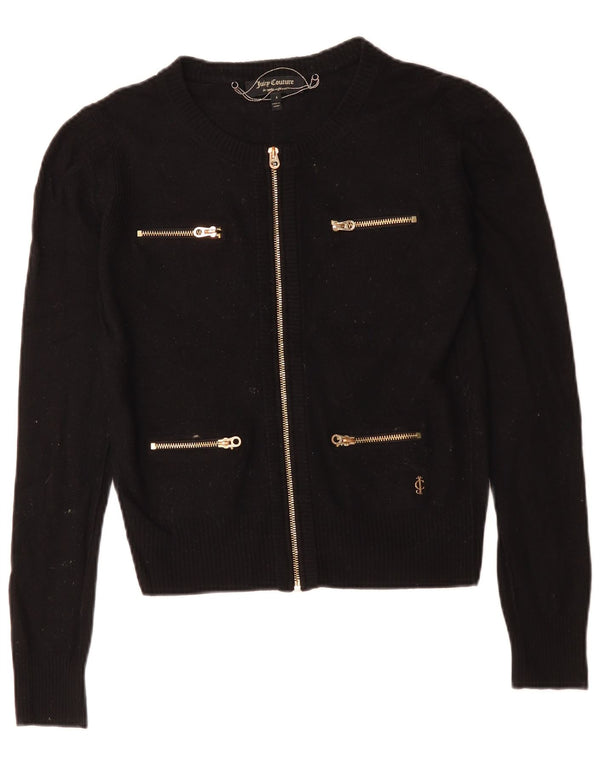 Juicy Couture Pulover Crop Cardigan pentru Damă UK 10 Mic Lână Neagră